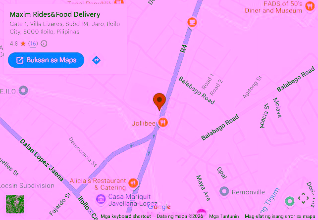 Captured public map showing the Maxim Iloilo office; local preview