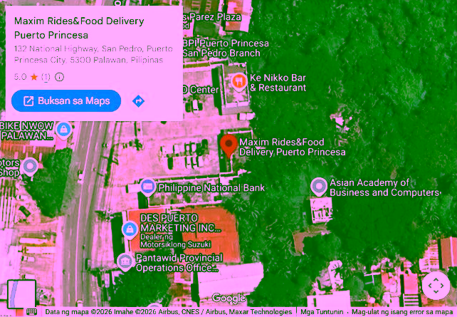 Captured public map showing the Maxim Puerto Princesa office; local preview