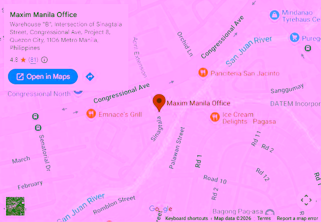 Captured public map showing the Maxim Manila office; local preview