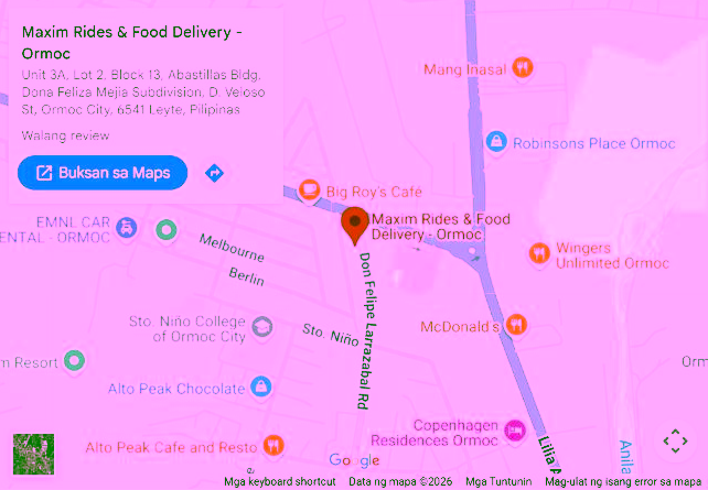 Captured public map showing the Maxim Ormoc office; local preview