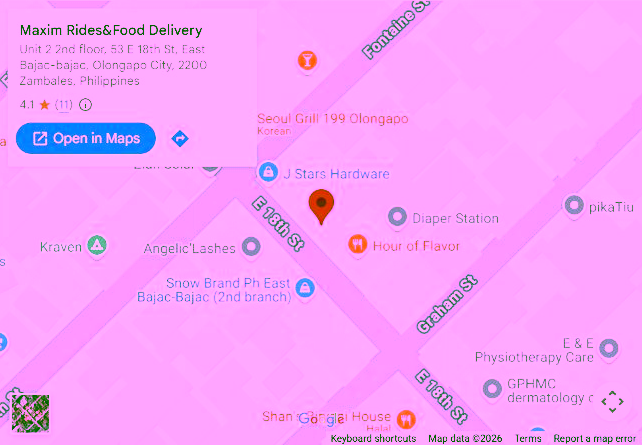 Captured public map showing the Maxim Olongapo office; local preview