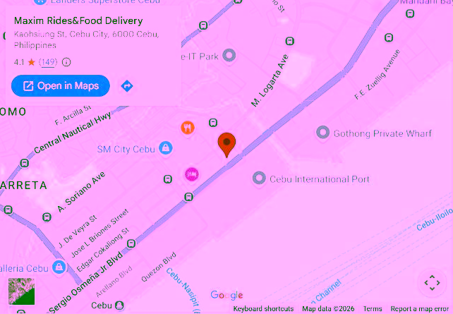 Captured public map showing the Maxim Cebu office; local preview