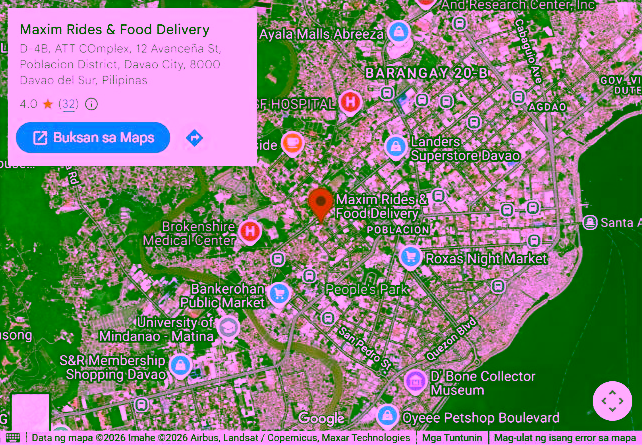 Captured public map showing the Maxim Davao office; local preview