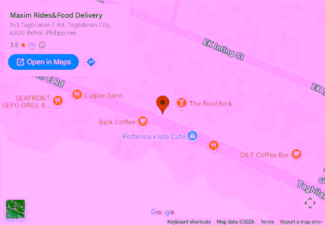 Captured public map showing the Maxim Tagbilaran office; local preview