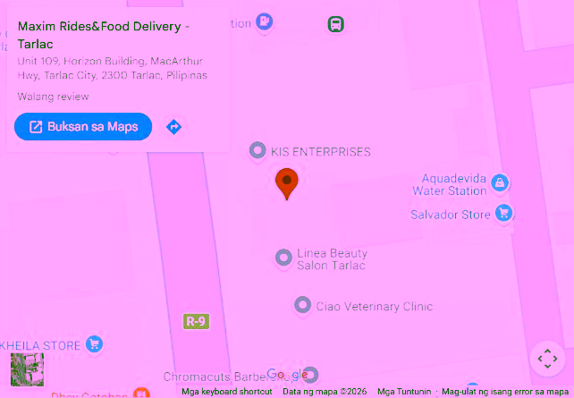Captured public map showing the Maxim Tarlac office; local preview